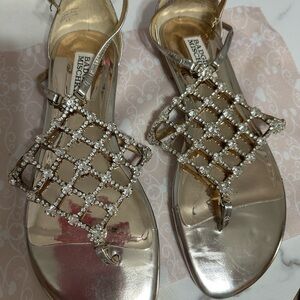 Badgley Mischka Silver Rhinestone Sandals